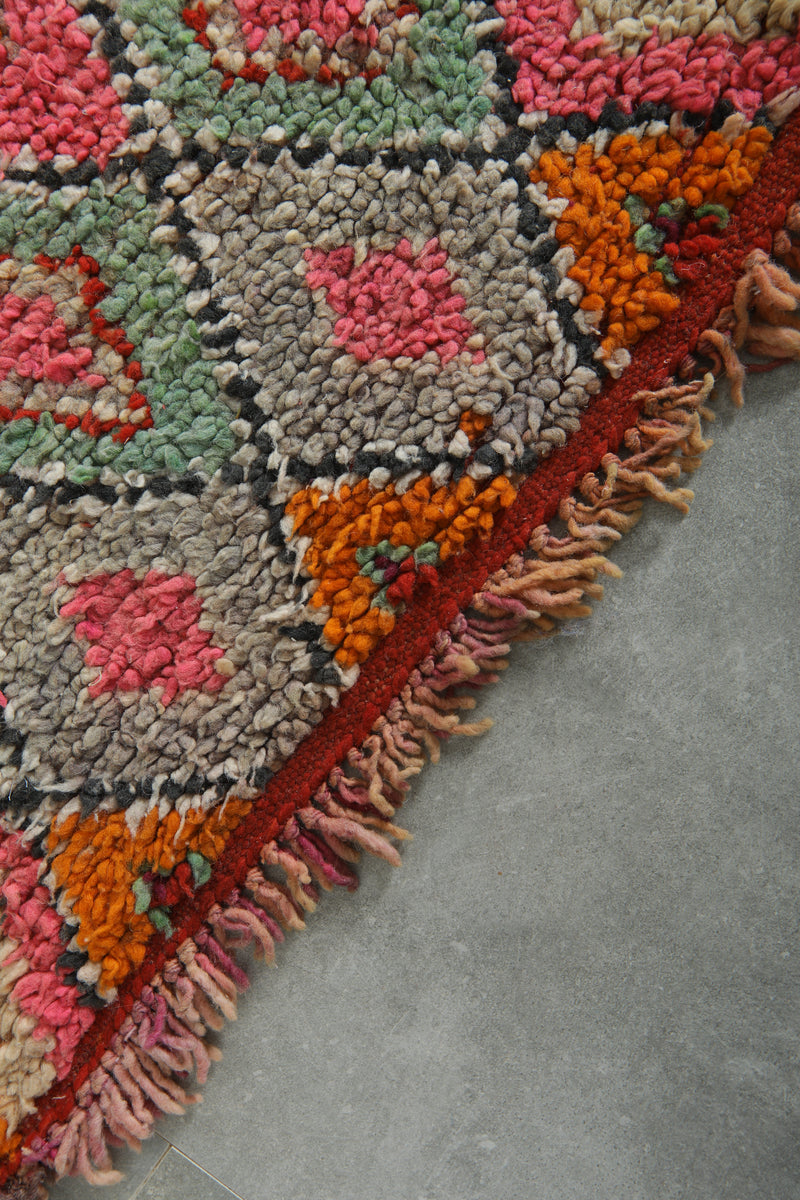 Runner Moroccan rug with geometric diamond design rug - 2.9 ft x 10.7 ft