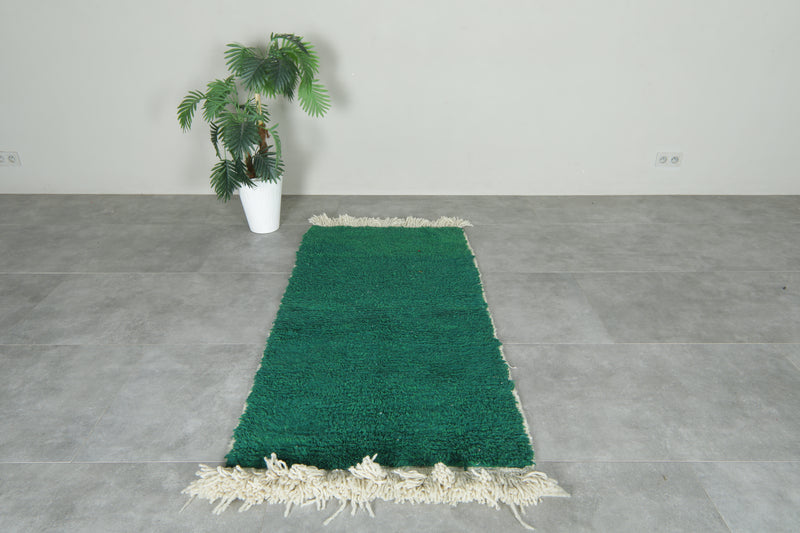 Green Moroccan beni ourain rug - 2.9 ft x 5.9 ft