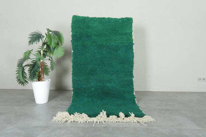 Green Moroccan beni ourain rug - 2.9 ft x 5.9 ft