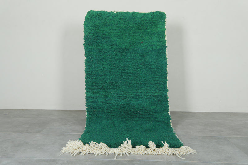 Green Moroccan beni ourain rug - 2.9 ft x 5.9 ft