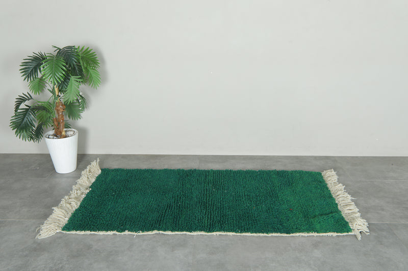 Green Moroccan beni ourain rug - 2.9 ft x 5.9 ft