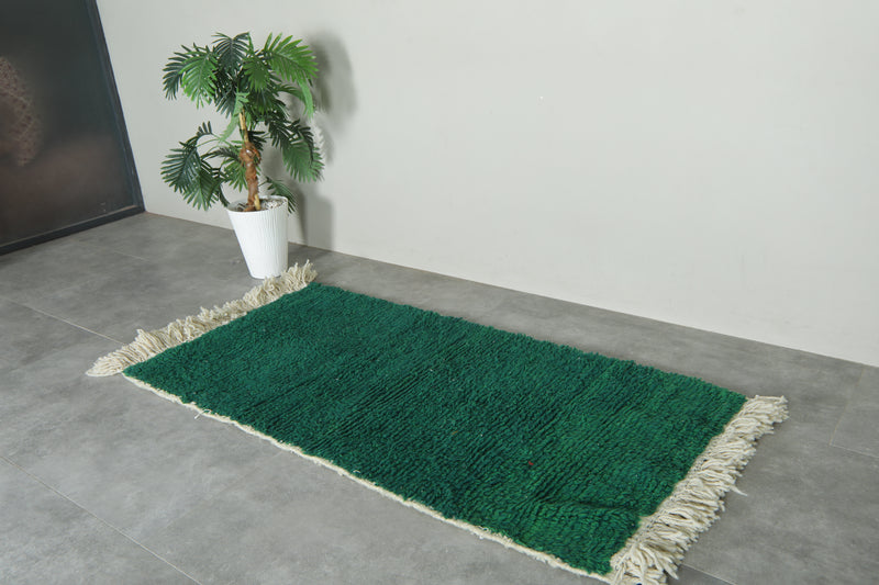 Green Moroccan beni ourain rug - 2.9 ft x 5.9 ft