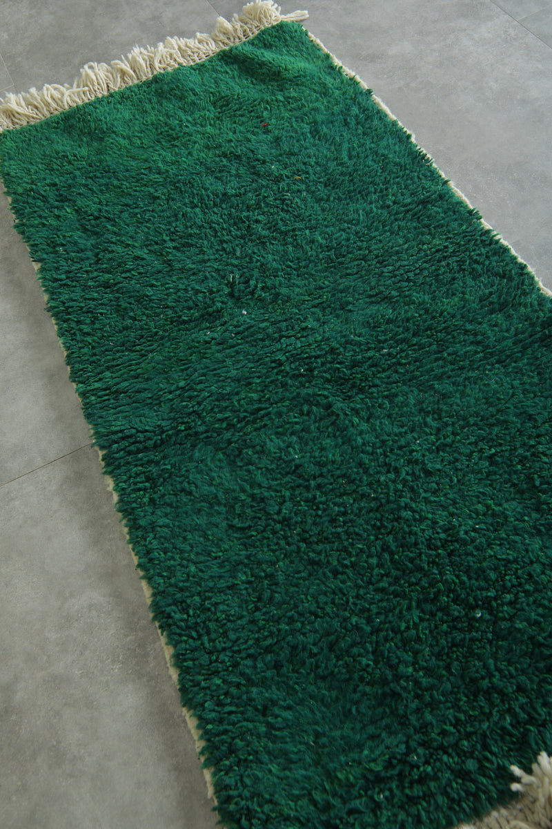 Green Moroccan beni ourain rug - 2.9 ft x 5.9 ft