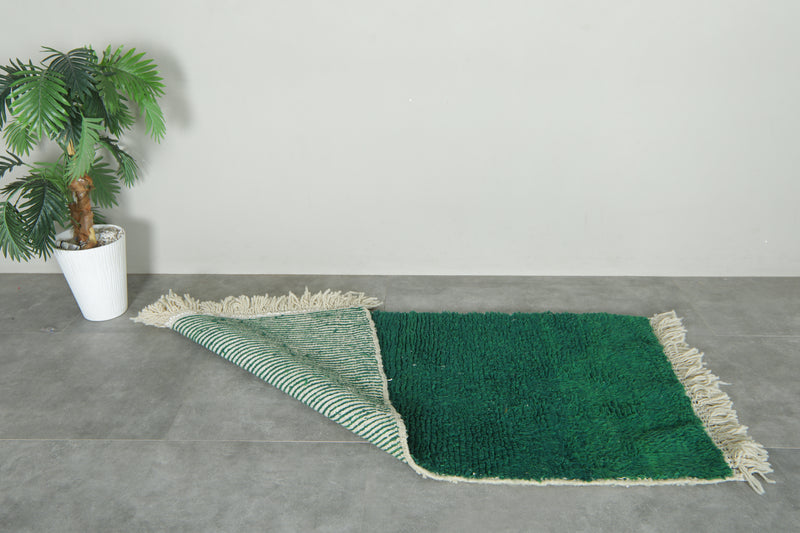 Green Moroccan beni ourain rug - 2.9 ft x 5.9 ft