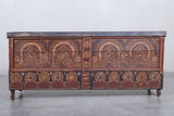 Vintage Moroccan chest  H 22  inches x W 51.1 inches x D 13.7 inches