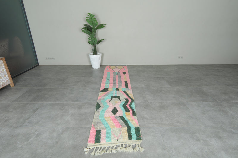 Geometric Moroccan handwoven runner rug - 2.1 ft x 9.9 ft
