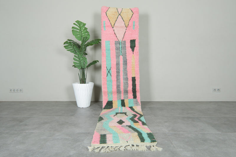 Geometric Moroccan handwoven runner rug - 2.1 ft x 9.9 ft