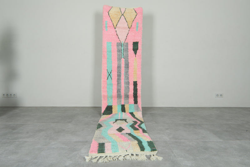 Geometric Moroccan handwoven runner rug - 2.1 ft x 9.9 ft