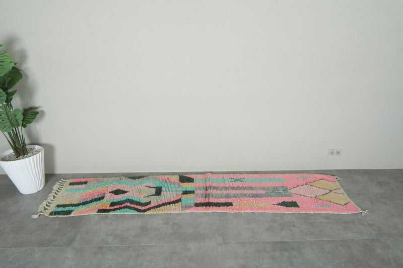 Geometric Moroccan handwoven runner rug - 2.1 ft x 9.9 ft