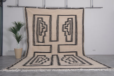 Large Moroccan Rug - 9.6 x 14.2 ft | Handwoven Geometric Wool - Handwoven Kilim