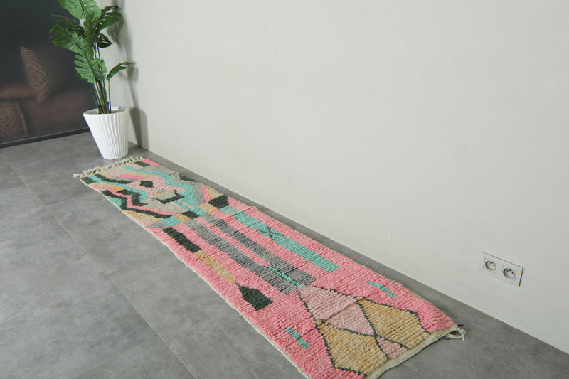 Geometric Moroccan handwoven runner rug - 2.1 ft x 9.9 ft