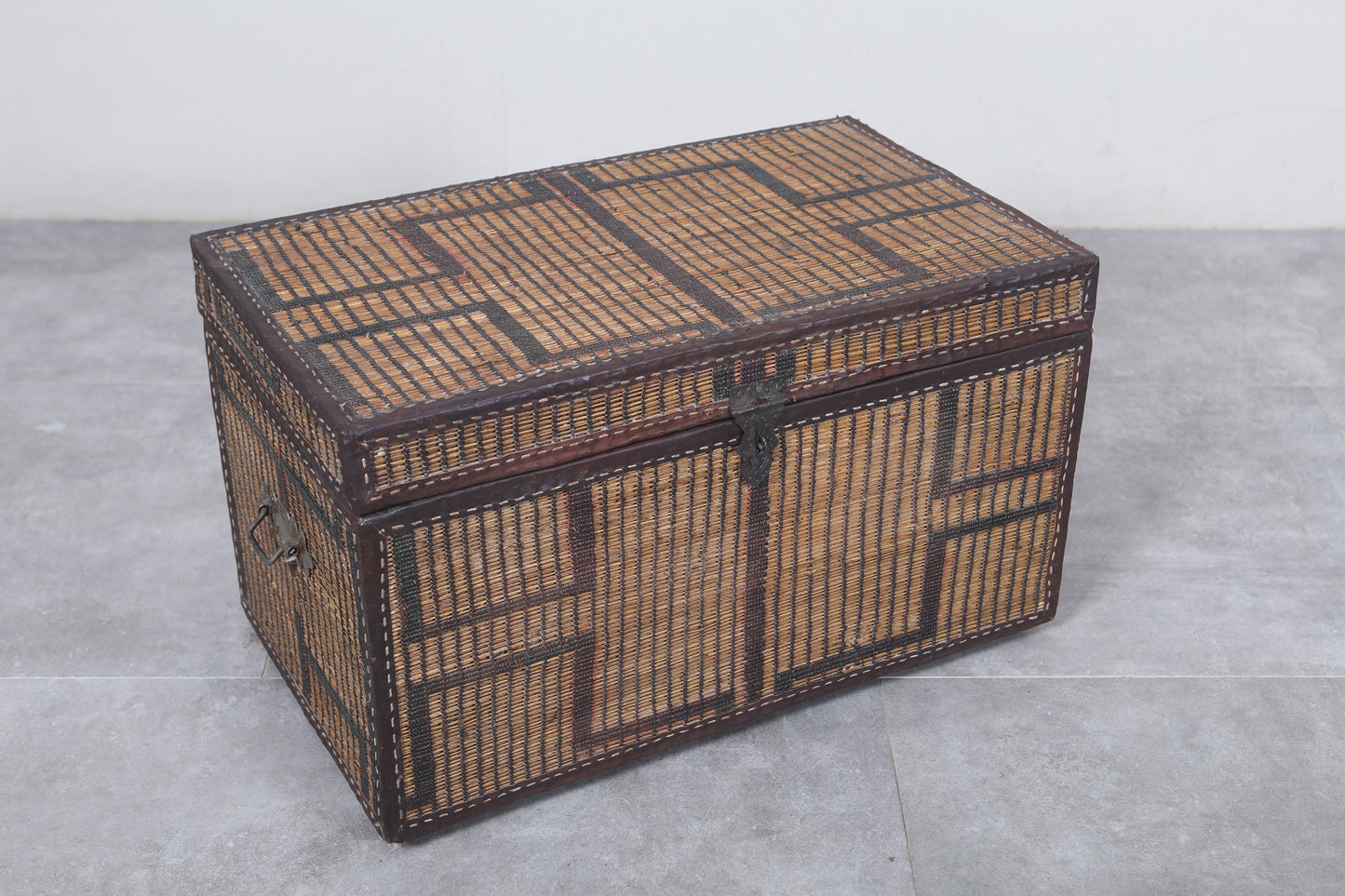 Vintage Moroccan chest  H 16.1 inches x W 27.9 inches x D 16.1 inches