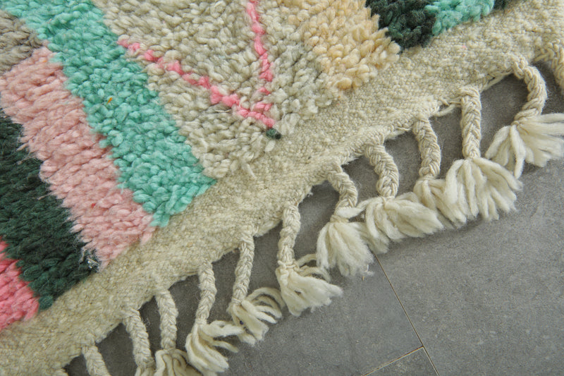 Geometric Moroccan handwoven runner rug - 2.1 ft x 9.9 ft