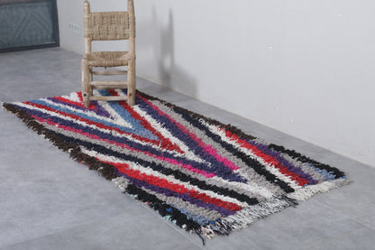 Moroccan Runner Boucherouite rug 2.9 x 6.7 Feet