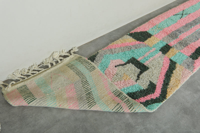 Geometric Moroccan handwoven runner rug - 2.1 ft x 9.9 ft