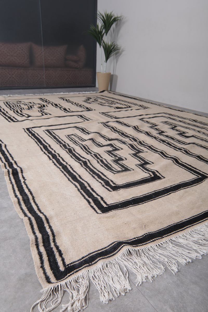 Large Moroccan Rug - 9.6 x 14.2 ft | Handwoven Geometric Wool - Handwoven Kilim