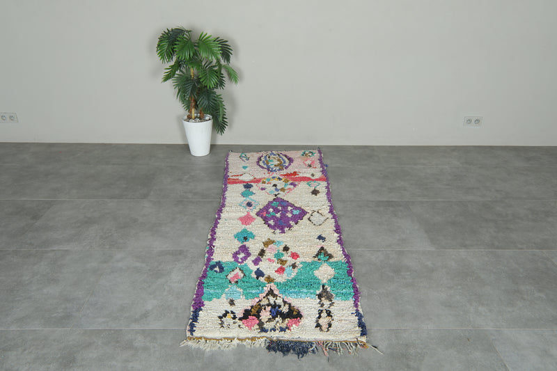 Moroccan boucherouite runner rug - 2.5 ft x 7.2 ft