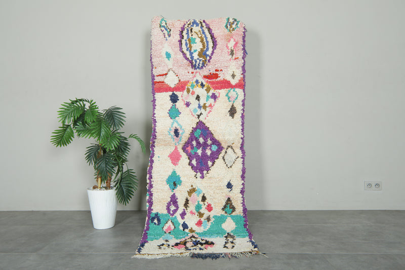 Moroccan boucherouite runner rug - 2.5 ft x 7.2 ft