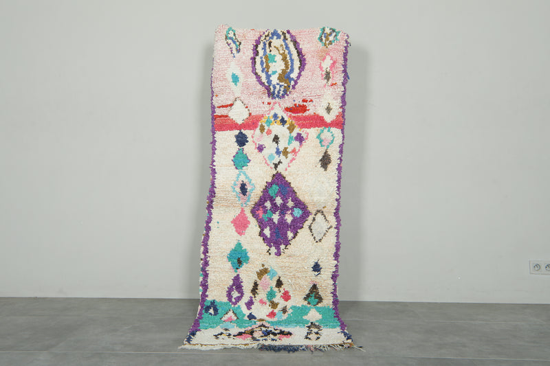 Moroccan boucherouite runner rug - 2.5 ft x 7.2 ft
