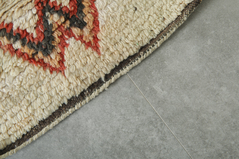 Beige Moroccan runner rug with geometric design - 2.1 ft x 8.4 ft