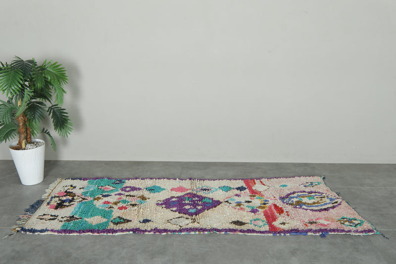 Moroccan boucherouite runner rug - 2.5 ft x 7.2 ft