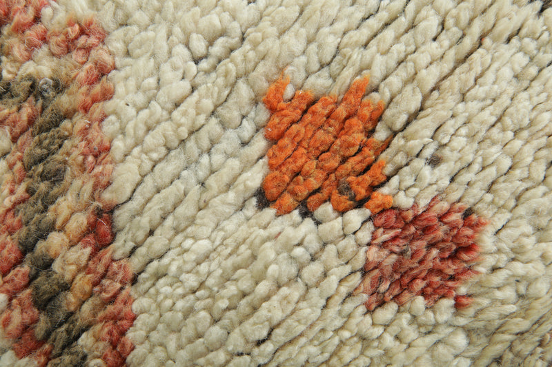 Beige Moroccan runner rug with geometric design - 2.1 ft x 8.4 ft