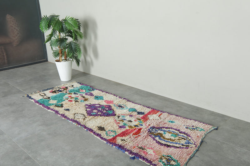 Moroccan boucherouite runner rug - 2.5 ft x 7.2 ft