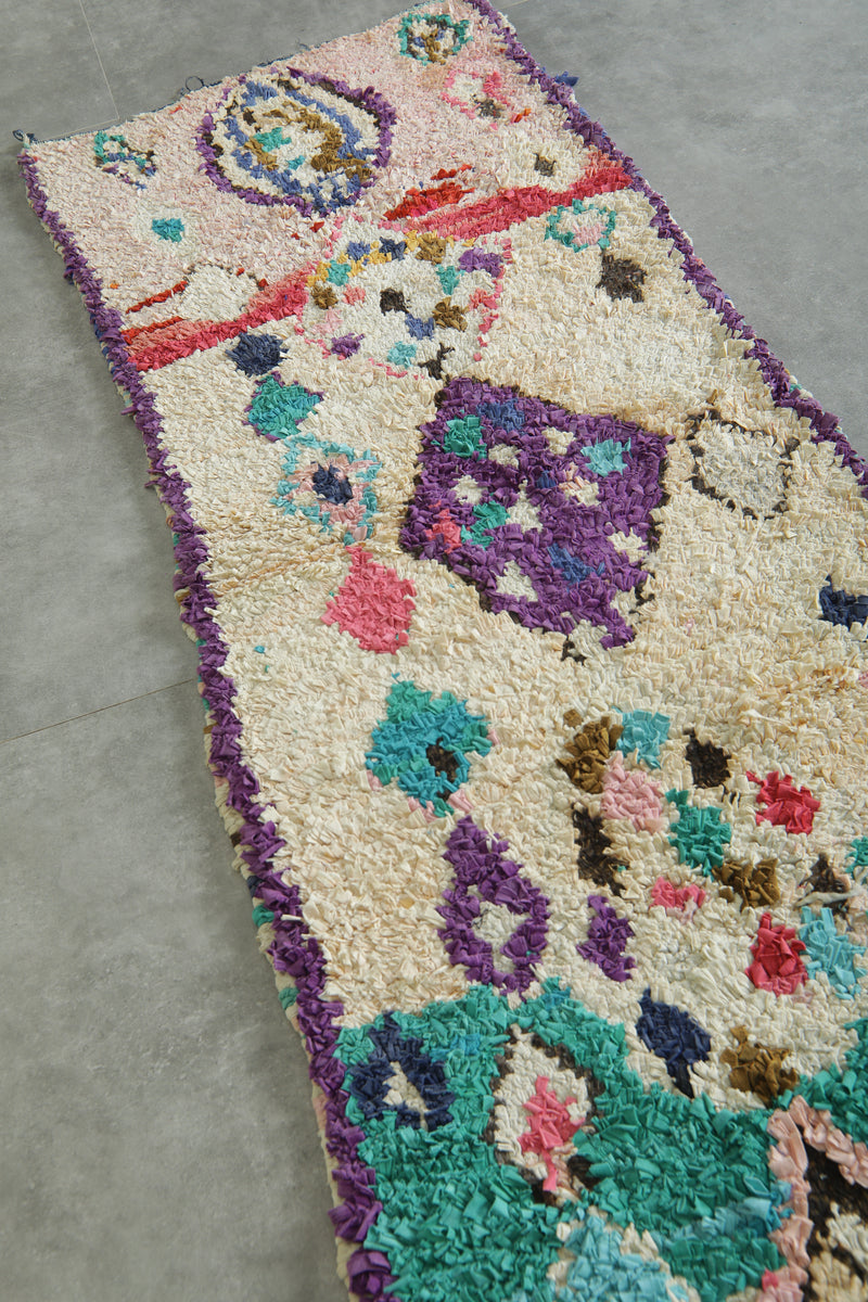 Moroccan boucherouite runner rug - 2.5 ft x 7.2 ft