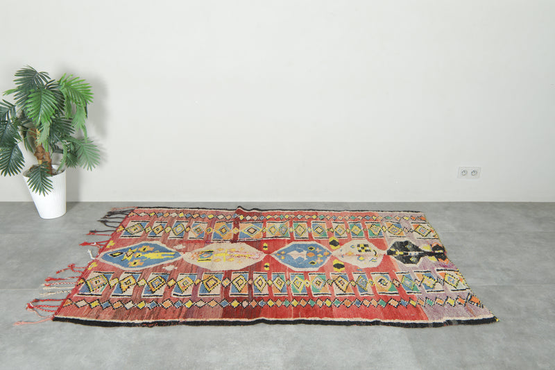 Geometric hand-knotted Moroccan Berber rug - 4 ft x 6.7 ft