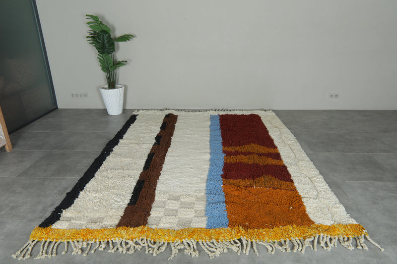 Abstract moroccan rug 7.4 x 9.6 feet Beni ourain rug - Handmade berber rug