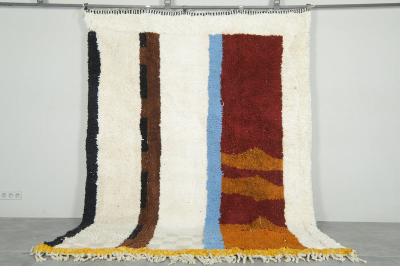 Abstract moroccan rug 7.4 x 9.6 feet Beni ourain rug - Handmade berber rug