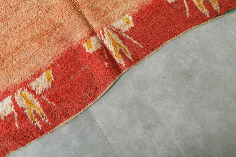 Geometric beige area rug - Moreccan wool carpet - 4.5 ft x 5 ft