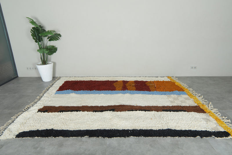 Abstract moroccan rug 7.4 x 9.6 feet Beni ourain rug - Handmade berber rug