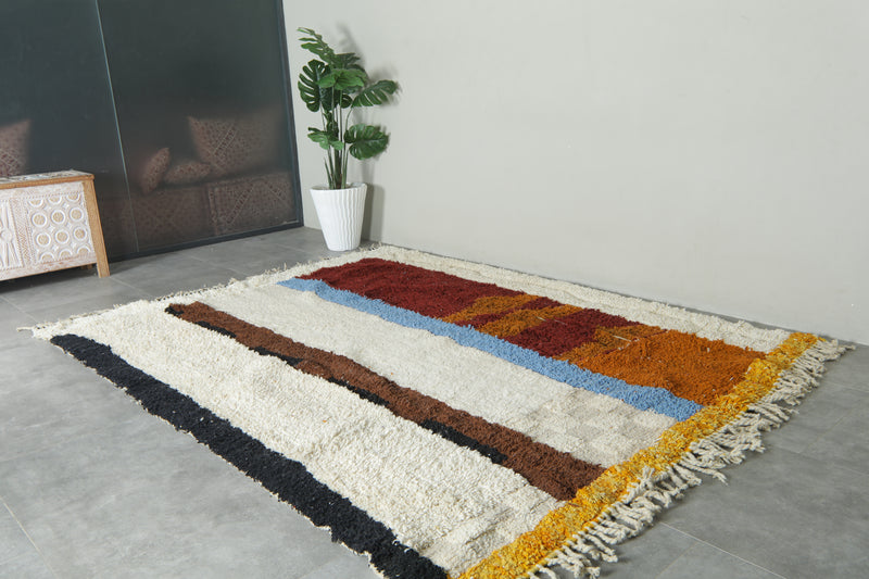 Abstract moroccan rug 7.4 x 9.6 feet Beni ourain rug - Handmade berber rug