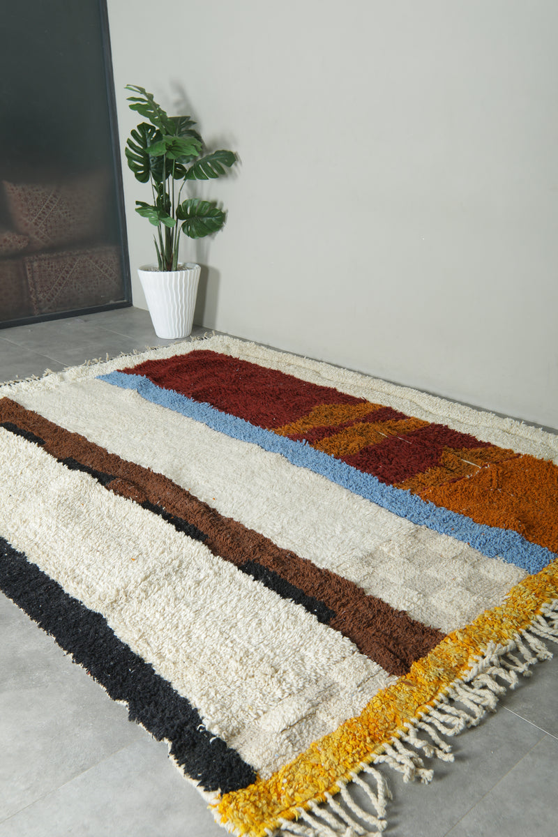Abstract moroccan rug 7.4 x 9.6 feet Beni ourain rug - Handmade berber rug