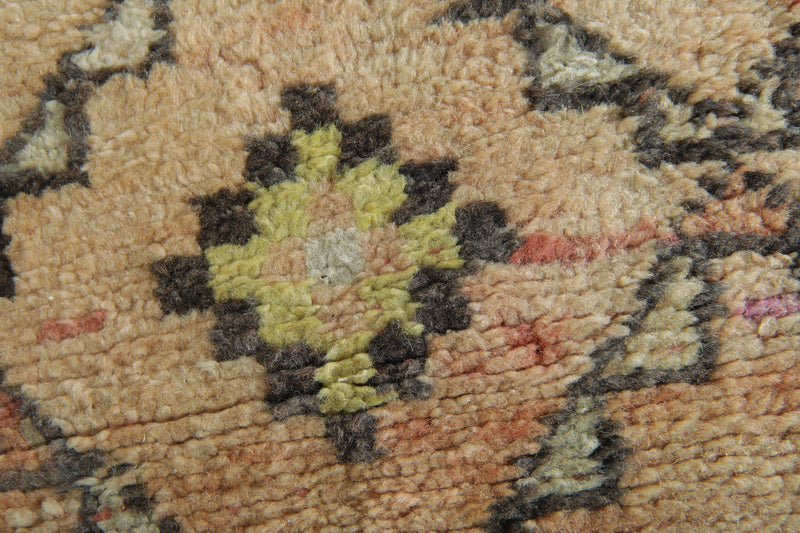 Beige runner Moroccan rug with geometric rug - 3.7 ft x 14.3 ft