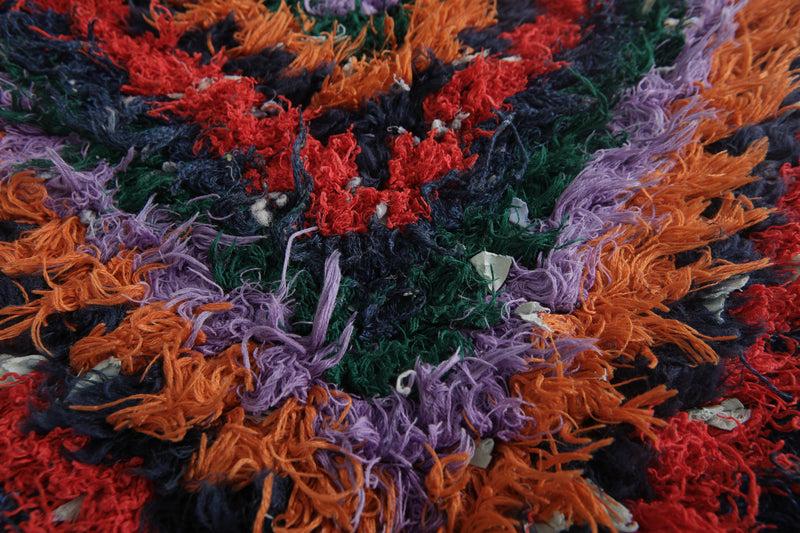 Colorful Chevron Moroccan Berber Rug - 2.4 X 5.9 Feet - Boucherouite Rugs