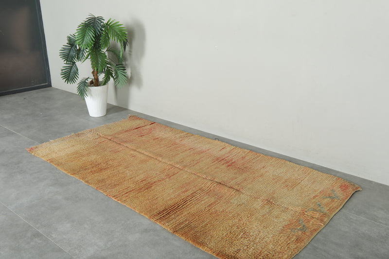 Minimalist beige Moroccan wool rug - 3.6 ft x 7.1 ft