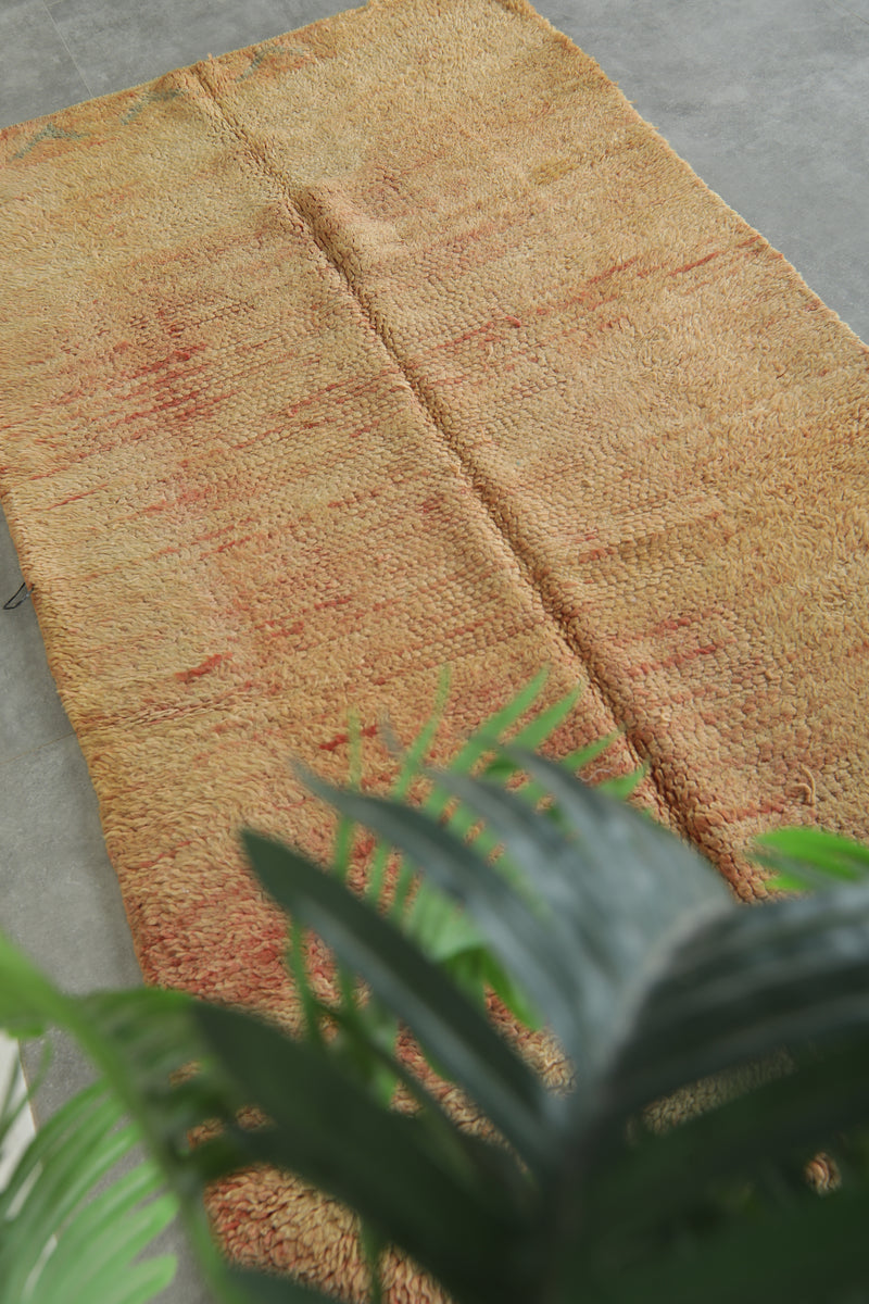 Minimalist beige Moroccan wool rug - 3.6 ft x 7.1 ft