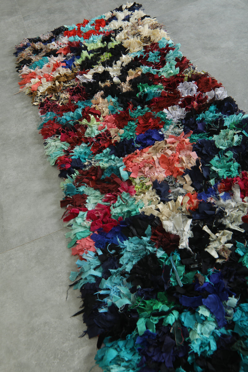 Moroccan boucherouite runner rug - 2.5 ft x 7 ft