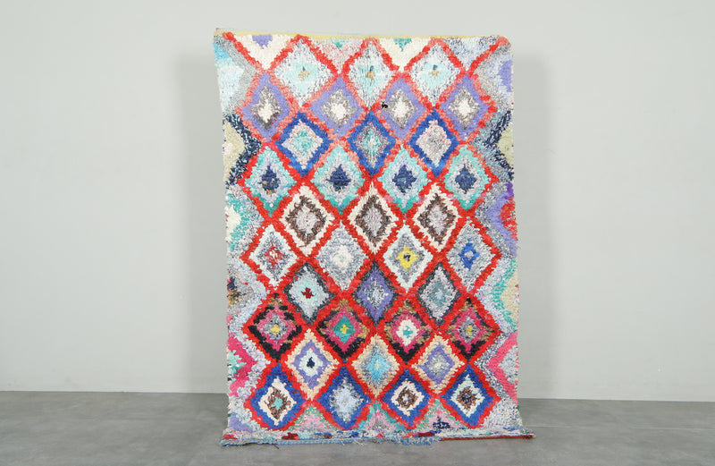 Handmade Moroccan boucherouite rug - 4.2 ft x 6.5 ft
