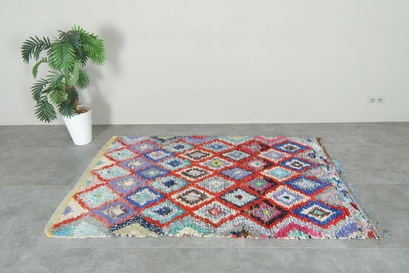 Handmade Moroccan boucherouite rug - 4.2 ft x 6.5 ft