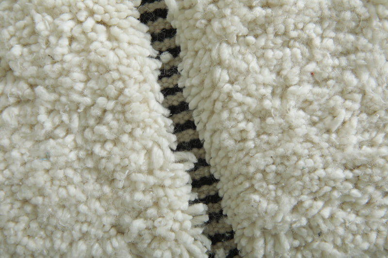 White beni ourain Moroccan rug with black geometric lines - 8.5 ft x 10.2 ft