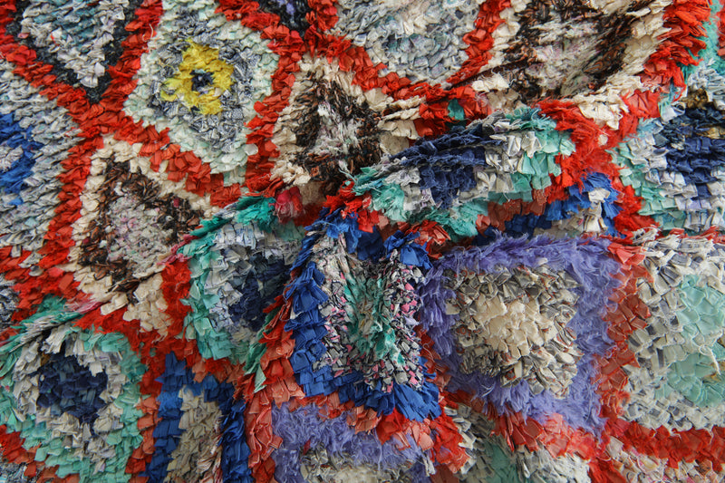 Handmade Moroccan boucherouite rug - 4.2 ft x 6.5 ft