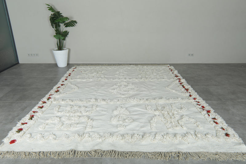 Handmade Moroccan kilim rug – White wool  - Custom rug