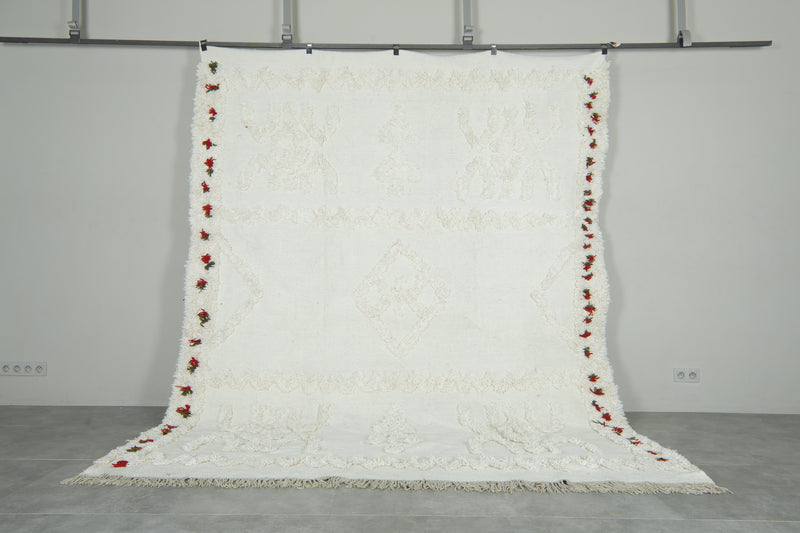 Handmade Moroccan kilim rug – White wool  - Custom rug