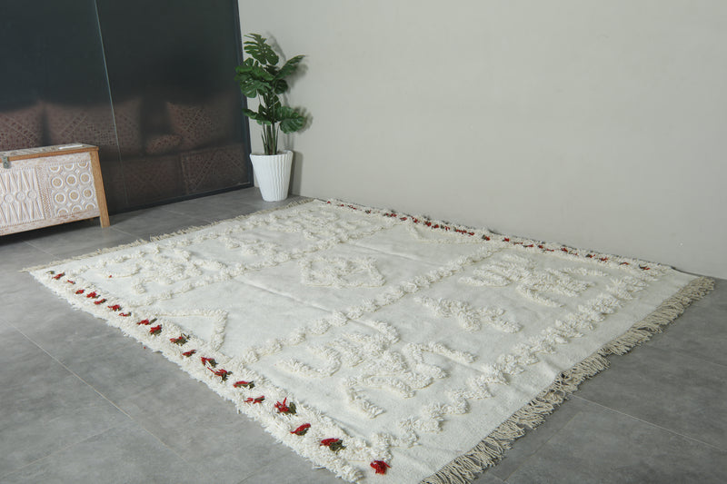 Handmade Moroccan kilim rug – White wool  - Custom rug