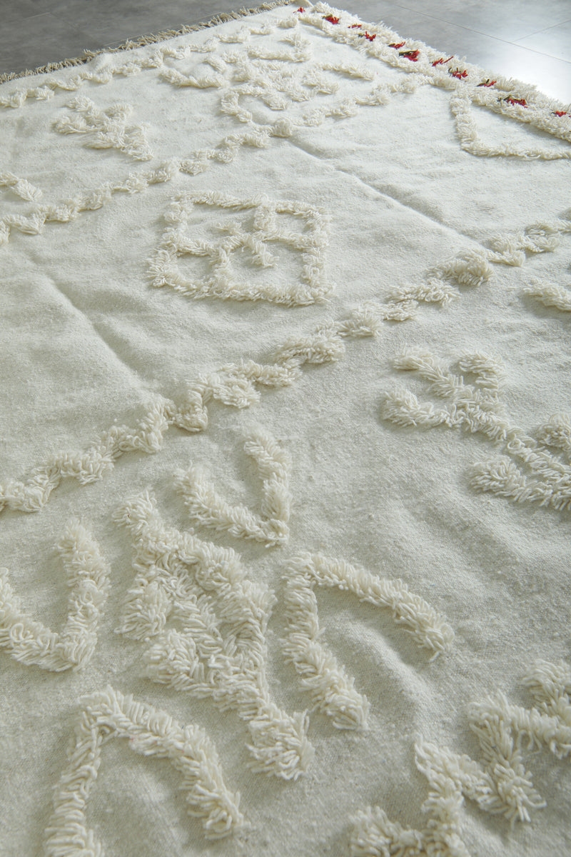 Handmade Moroccan kilim rug – White wool  - Custom rug