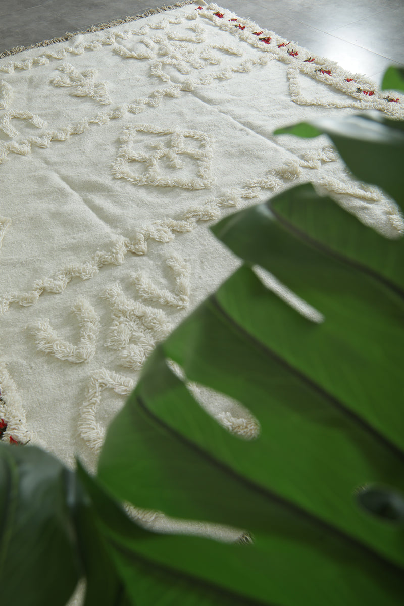 Handmade Moroccan kilim rug – White wool  - Custom rug