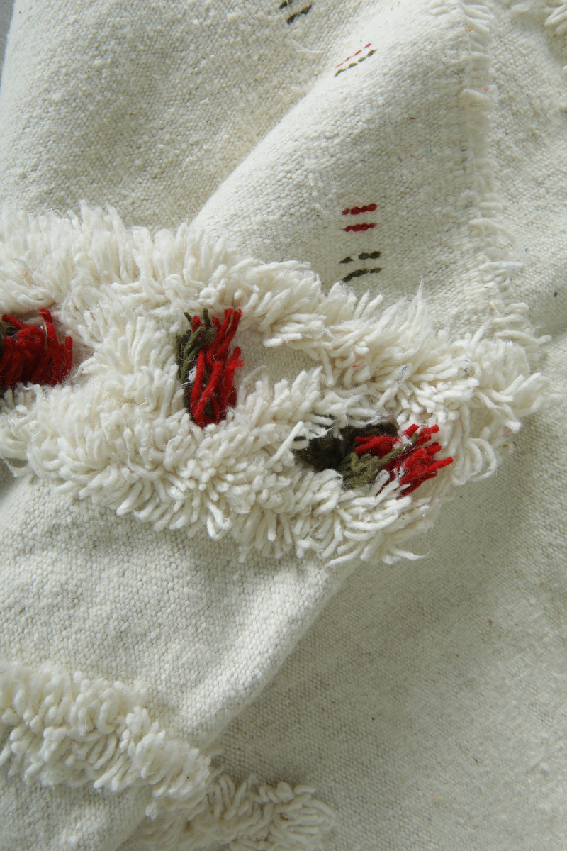 Handmade Moroccan kilim rug – White wool  - Custom rug